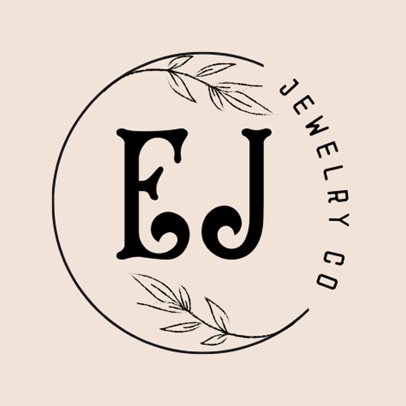 A logo for EJ Jewelry Co with a large RJ in the middle of a circle with Jewelry Co on the outside